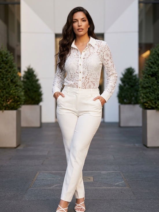 Cable & Gauge Tops - Cable & Gauge Full Lace Button-Up Top